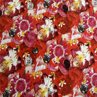 Yardblox Exclusive Marc Jacobs Floral Red/Multi Color Non-Stretch Silk Crepe De Chine DS07426 - Yardblox Fabrics