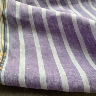 Yardblox Exclusive Irish Fashion Designer Stripes Lavender/White Non-Stretch Linen Plain Woven DS08418