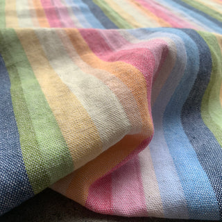 Yardblox Exclusive Made in Japan Fashion Designer Stripes Multi Color Non-Stretch Linen Organic Cotton Blended Plain Woven DS08438