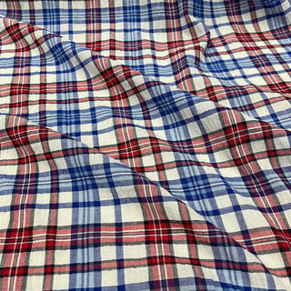 Yardblox Exclusive Made in Korea Fashion Designer Plaid/Checkered White/Blue/Red/Black Non-Stretch Cotton Plain Woven DS09411