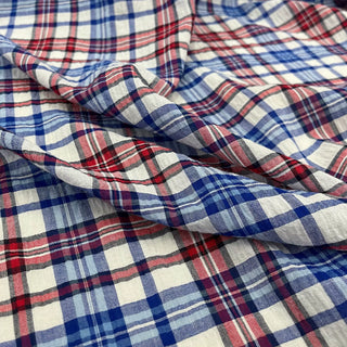 Yardblox Exclusive Made in Korea Fashion Designer Plaid/Checkered White/Blue/Red/Black Non-Stretch Cotton Plain Woven DS09411