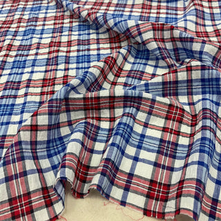 Yardblox Exclusive Made in Korea Fashion Designer Plaid/Checkered White/Blue/Red/Black Non-Stretch Cotton Plain Woven DS09411