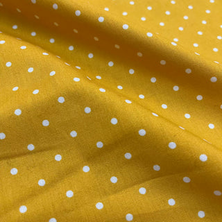 Yardblox Exclusive Made in Korea Fashion Designer Dot/Polka Dot Yellow/White Non-Stretch Cotton Plain Woven DS09413