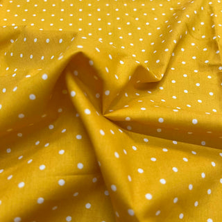 Yardblox Exclusive Made in Korea Fashion Designer Dot/Polka Dot Yellow/White Non-Stretch Cotton Plain Woven DS09413