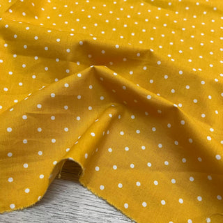 Yardblox Exclusive Made in Korea Fashion Designer Dot/Polka Dot Yellow/White Non-Stretch Cotton Plain Woven DS09413