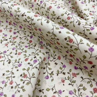 Yardblox Exclusive Made in Japan Fashion Designer Floral White/Multi Color Non-Stretch Cotton Plain Woven DS09416