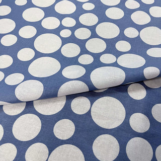 Yardblox Exclusive Made in France Fashion Designer Dot/Polka Dot Blue/White Non-Stretch Cotton Linen Blended Plain Woven DS09417