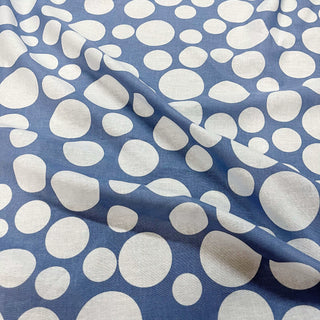 Yardblox Exclusive Made in France Fashion Designer Dot/Polka Dot Blue/White Non-Stretch Cotton Linen Blended Plain Woven DS09417