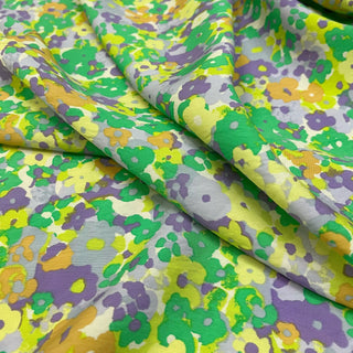 Yardblox Exclusive Made in Korea Fashion Designer Floral Green/Purple/Yellow/White Non-Stretch Cotton Tencel™ / Lyocell Blended Plain Woven DS09429 - Yardblox Fabrics