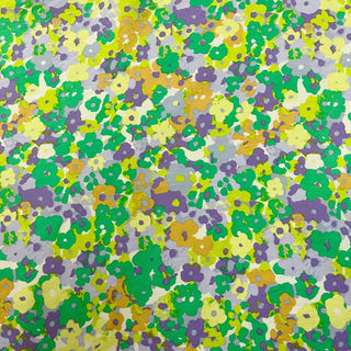 Yardblox Exclusive Made in Korea Fashion Designer Floral Green/Purple/Yellow/White Non-Stretch Cotton Tencel™ / Lyocell Blended Plain Woven DS09429 - Yardblox Fabrics