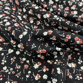 Yardblox Exclusive Made in Korea Fashion Designer Floral Black/Multi Color Non-Stretch Cotton Plain Woven DS09435