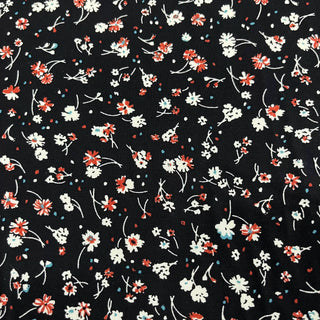 Yardblox Exclusive Made in Korea Fashion Designer Floral Black/Multi Color Non-Stretch Cotton Plain Woven DS09435