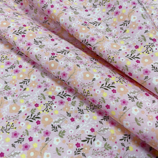 Yardblox Exclusive Made in Korea Fashion Designer Floral Pink/Multi Color Non-Stretch Cotton Plain Woven DS09436