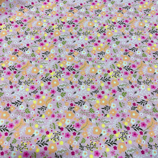 Yardblox Exclusive Made in Korea Fashion Designer Floral Pink/Multi Color Non-Stretch Cotton Plain Woven DS09436