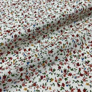 Yardblox Exclusive Made in Korea Fashion Designer Floral White/Multi Color Non-Stretch Cotton Plain Woven DS09437