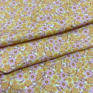 Yardblox Exclusive Made in Korea Fashion Designer Floral Yellow/Multi Color Non-Stretch Cotton Plain Woven DS09439