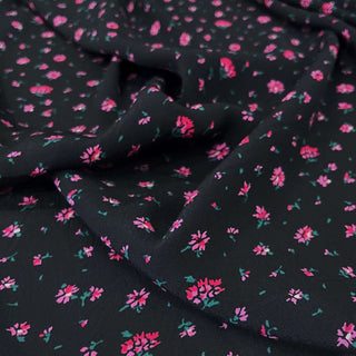 Yardblox Exclusive Made in Korea Fashion Designer Floral Black/Multi Color Non-Stretch Cotton Plain Woven DS09449