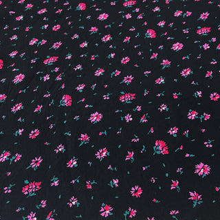 Yardblox Exclusive Made in Korea Fashion Designer Floral Black/Multi Color Non-Stretch Cotton Plain Woven DS09449