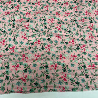 Yardblox Exclusive Made in Japan Fashion Designer Floral Pink/Multi Color Non-Stretch Cotton Plain Woven DS09455