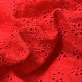 Yardblox Exclusive Made in France Fashion Designer Solid Red Non-Stretch Linen Eyelet DS10414 - Yardblox Fabrics