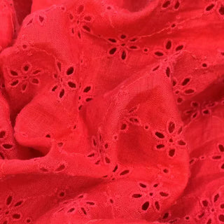 Yardblox Exclusive Made in France Fashion Designer Solid Red Non-Stretch Linen Eyelet DS10414 - Yardblox Fabrics