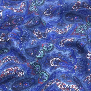 Yardblox Exclusive Made in Japan Fashion Designer Paisley Blue/Multi Color Non-Stretch Cotton Plain Woven DS10420 - Yardblox Fabrics