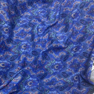 Yardblox Exclusive Made in Japan Fashion Designer Paisley Blue/Multi Color Non-Stretch Cotton Plain Woven DS10420 - Yardblox Fabrics