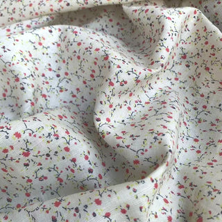 Yardblox Exclusive Made in Japan Fashion Designer Floral White/Multi Color Non-Stretch Linen Cotton Blended Plain Woven DS10422 - Yardblox Fabrics