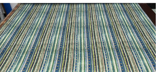 Yardblox Exclusive Made in Japan Artisan Independent Designer Stripes Green/Blue/Multi Color Non-Stretch Ramie Plain Woven DS11401