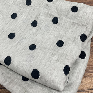 Yardblox Exclusive Made in Japan Luxury Designer Dot/Polka Dot Gray/Black Non-Stretch Washed/Embroidery Linen Plain Woven DS11402 - Yardblox Fabrics