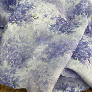 Yardblox Exclusive Made in Japan Artisan Independent Designer Floral White/Gray/Purple Non-Stretch Ramie Plain Woven DS11426 - Yardblox Fabrics