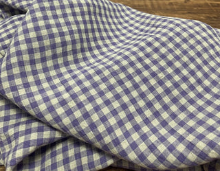 Yardblox Exclusive Made in Japan Artisan Independent Designer Gingham Purple Non-Stretch Sand Washed Linen Plain Woven DS11445