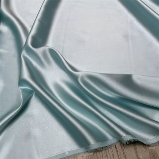 Yardblox Exclusive Made in Japan Luxury Designer Solid Pastel Blue Non-Stretch Triacetate Polyester Blended Satin DS12401