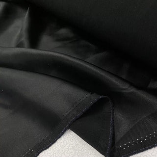 Yardblox Exclusive Made in Japan Luxury Designer Solid Black Non-Stretch Triacetate Polyester Blended Satin DS12403