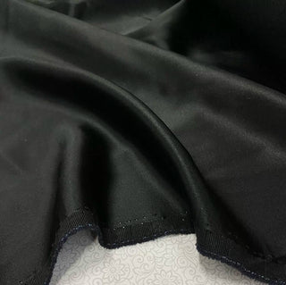 Yardblox Exclusive Made in Japan Luxury Designer Solid Black Non-Stretch Triacetate Polyester Blended Satin DS12403