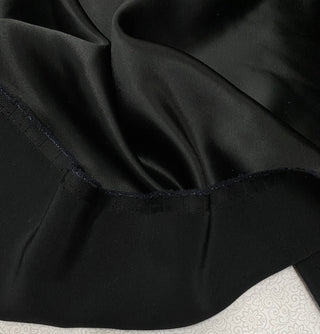 Yardblox Exclusive Made in Japan Luxury Designer Solid Black Non-Stretch Triacetate Polyester Blended Satin DS12403 - Yardblox Fabrics