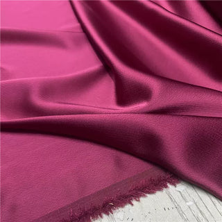 Yardblox Exclusive Made in Japan Luxury Designer Solid Burgundy Non-Stretch Triacetate Polyester Blended Satin DS12406