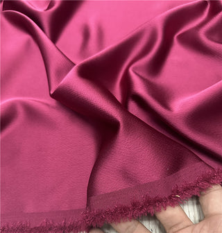 Yardblox Exclusive Made in Japan Luxury Designer Solid Burgundy Non-Stretch Triacetate Polyester Blended Satin DS12406 - Yardblox Fabrics