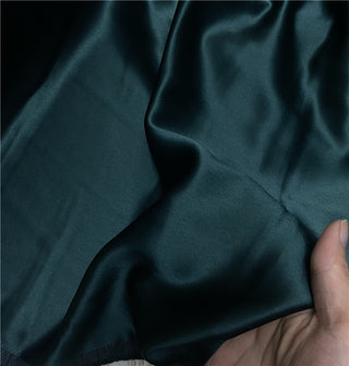 Yardblox Exclusive Made in Japan Luxury Designer Solid Dark Green Non-Stretch Triacetate Polyester Blended Satin DS12412 - Yardblox Fabrics