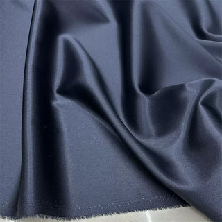 Yardblox Exclusive Made in Japan Luxury Designer Solid Navy Blue Non-Stretch Triacetate Polyester Blended Crepe Satin DS12413 - Yardblox Fabrics