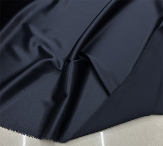 Yardblox Exclusive Made in Japan Luxury Designer Solid Navy Blue Non-Stretch Triacetate Polyester Blended Crepe Satin DS12413 - Yardblox Fabrics