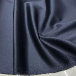 Yardblox Exclusive Made in Japan Luxury Designer Solid Navy Blue Non-Stretch Triacetate Polyester Blended Crepe Satin DS12413