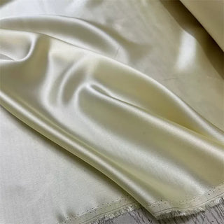 Yardblox Exclusive Made in Japan Luxury Designer Solid Pastel Yellow Non-Stretch Triacetate Polyester Blended Satin DS12414 - Yardblox Fabrics