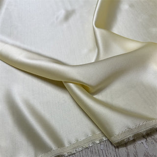 Yardblox Exclusive Made in Japan Luxury Designer Solid Pastel Yellow Non-Stretch Triacetate Polyester Blended Satin DS12414 - Yardblox Fabrics