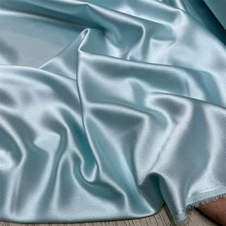 Yardblox Exclusive Made in Japan Luxury Designer Solid Pale Sky Blue Non-Stretch Triacetate Polyester Blended Satin DS12416 - Yardblox Fabrics