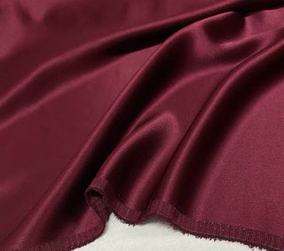 Yardblox Exclusive Made in Japan Luxury Designer Solid Burgundy Non-Stretch Triacetate Polyester Blended Satin DS12417