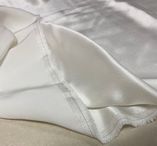 Yardblox Exclusive Made in Japan Luxury Designer Solid White Non-Stretch Triacetate Polyester Blended Satin DS12421