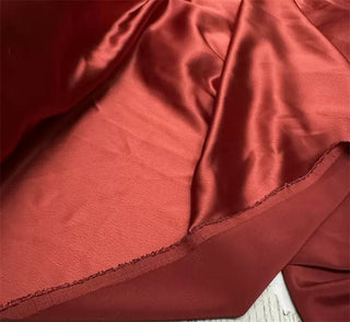 Yardblox Exclusive Made in Japan Luxury Designer Solid Red Non-Stretch Triacetate Polyester Blended Satin DS12423