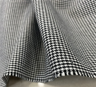 Yardblox Exclusive Made in France Fashion Designer Houndstooth Black/White Non-Stretch Linen Cotton Blended Plain Woven DS12431