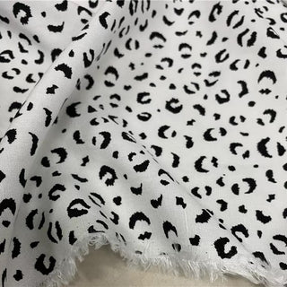 Yardblox Exclusive Made in France Fashion Designer Animal White/Black Non-Stretch Linen Plain Woven DS12432 - Yardblox Fabrics